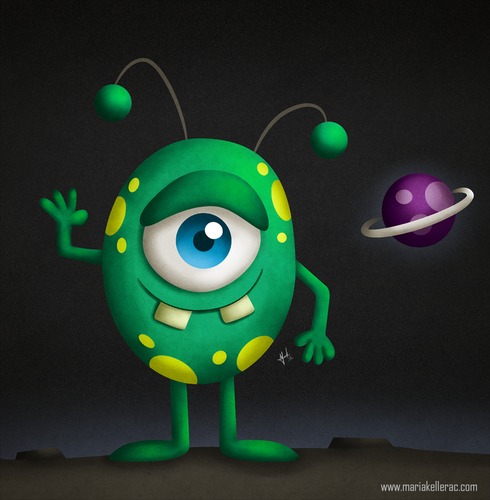 Cartoon: Greetings Earthlings (medium) by kellerac tagged alien,cute,space,maria,keller,kellerac,mexico,cartoon