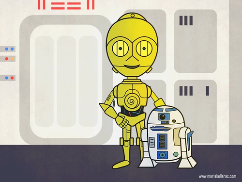 Cartoon: May the 4th be with you! (medium) by kellerac tagged star,wars,cartoon,mexico,cute,c3po,r2d2