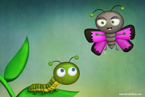 Cartoon: Time to change (medium) by kellerac tagged tranformation,change,caterpillar,butterfly,caricatura,cartoon