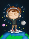 Cartoon: What makes you happy? (small) by kellerac tagged cartoon,caricatura,kid,space,music,musica,mexico,maria,keller,kellerac