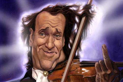 Cartoon: the waltz messiah  Andre Rieu (medium) by Ausgezeichnet tagged caricature,karikatur,andre,rieu,dutch,violinist,kitsch,tacky,thin,hair,music