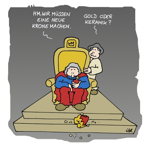 Cartoon: Neue Krone (medium) by achecht tagged krone,gold,keramik,zahnarzt,könig,zahn,zähne,krankenversicherung,versicherung,schaden,schadensfall,krone,gold,keramik,zahnarzt,könig,zahn,zähne,krankenversicherung,versicherung,schaden,schadensfall