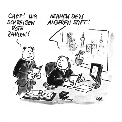 Cartoon: Rote Zahlen (medium) by achecht tagged rote,zahlen,chef,arbeit,business,manager,management,missmanagament,wirtschaft,schulden,verlust,verluste,bilanz,rote zahlen,chef,arbeit,business,manager,management,missmanagament,schulden,verlust,bilanz,statistik,einkommen,ausgabe,inkompetenz,missverständnis,verwaltung,wirtschaft,rote,zahlen