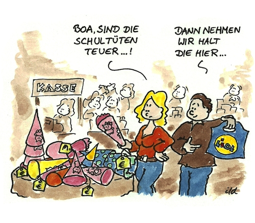 Cartoon: Schultüten teuer (medium) by achecht tagged schule,einschulung,schultüte,erste,klasse,schule,einschulung,schultüte,erste,klasse