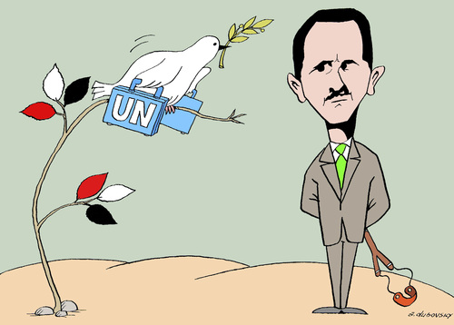 Cartoon: Ambassador of peace (medium) by Dubovsky Alexander tagged peace,ambasador,syria,krisis,unaited,nations