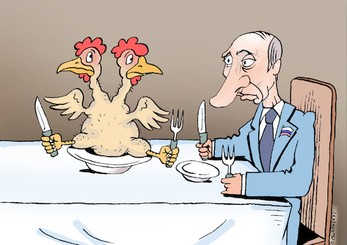 Cartoon: lunch with Putin (medium) by Dubovsky Alexander tagged lunch,putin,politiks,war
