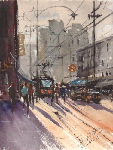 Cartoon: Tram7 (medium) by cabap tagged watercolorpainting