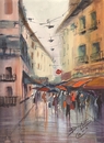 Cartoon: shopping in the rain (small) by cabap tagged watercolor