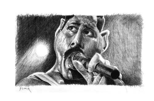 Cartoon: Freddie Mercury (medium) by szomorab tagged queen,freddie,mercury