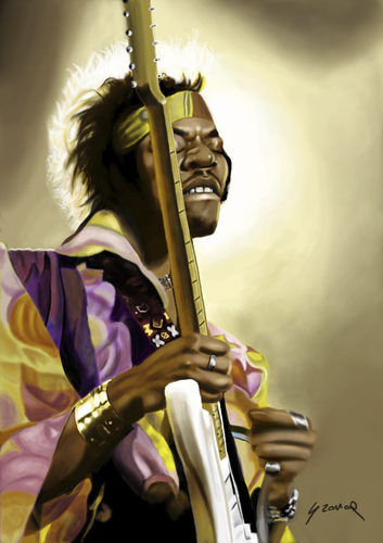 Cartoon: hendrix (medium) by szomorab tagged jimi,hendrix,rock,music,hippies,guitar,live,concert