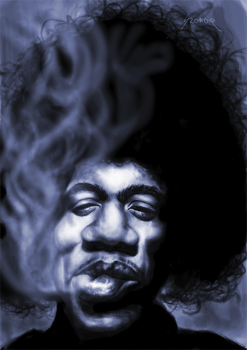 Cartoon: Jimis magic smile (medium) by szomorab tagged jimi,hendrix,rock,music