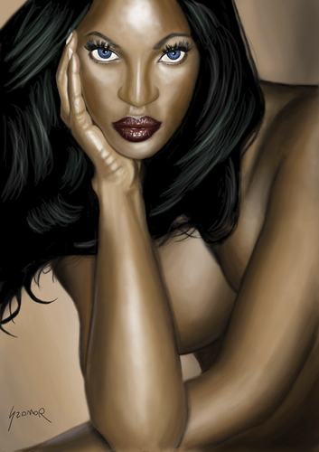 Cartoon: Naomi Cambell (medium) by szomorab tagged naomi,cambell,fashion,beauty