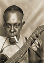 Cartoon: Robert Johnson (small) by szomorab tagged robert johnson delta blues music caricature devil