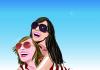 Cartoon: summa (small) by tschidi tagged summer sun sunshine girls happy best friends sunglasses fun smile high spirits