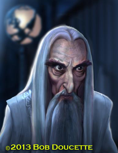 Cartoon: Christopher Lee (medium) by tobo tagged lord,of,the,rings,caricature