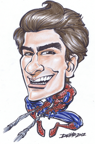 Cartoon: andrew garfield spider-man (medium) by dumo tagged andrew,garfield,spider,man,spiderman,comics,caricature,color