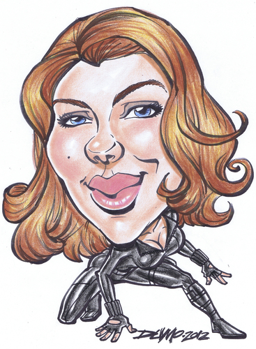 Cartoon: scarlet johansson as black widow (medium) by dumo tagged scarlet,johansson,caricature,color,avengers,black,widow