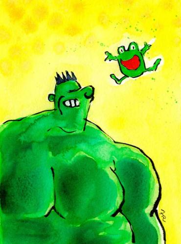 Cartoon: Hulk (medium) by ari tagged hulk,frog,green,frosch,grün