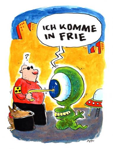 Cartoon: Ich komme (medium) by ari tagged visitor