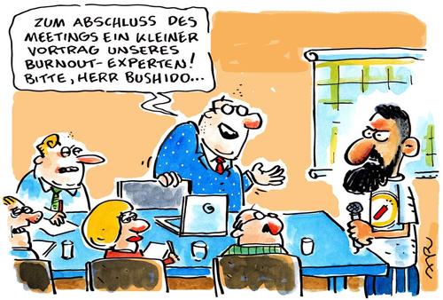 Cartoon: Stress mit Grund (medium) by ari tagged bushido,burnout,meeting,büro,rap,musik,bambi,experte,labertasche,charts,medien