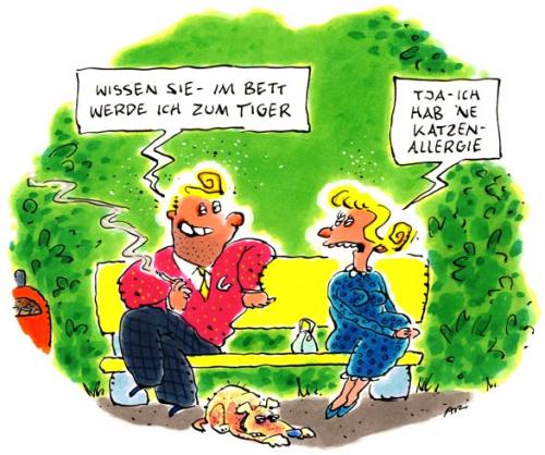 Cartoon: Tiger (medium) by ari tagged woman,man,hund,bank,tiger,frau,mann,sexismus