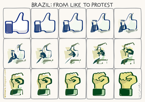 Cartoon: Brazilians on the road (medium) by Wilmarx tagged internet,protests,brazil