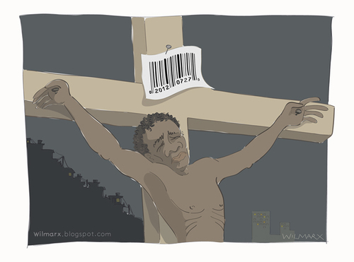 Cartoon: Cross bar code (medium) by Wilmarx tagged barcode,poverty