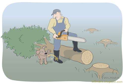 Cartoon: Mans best friend pees on him (medium) by Wilmarx tagged ecological,destruction