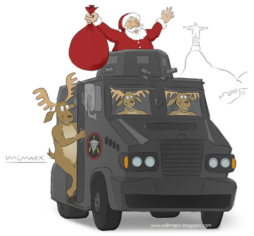 Cartoon: Santa Claus in Rio (medium) by Wilmarx tagged santa,claus,violence,drugs,rio