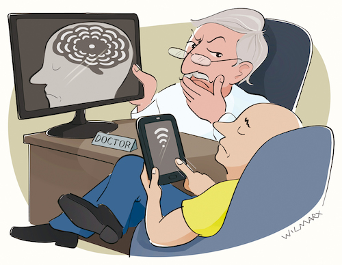 Cartoon: Wi-Fi on the head (medium) by Wilmarx tagged psi,wifi,internet,celular,phone