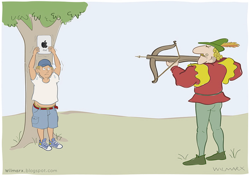 Cartoon: Wilhelm Tell today (medium) by Wilmarx tagged wilhelm,tell,ipad,mac,apple