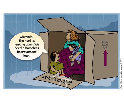 Cartoon: Homeless Home Improvement (medium) by carol-simpson tagged homeless,family,poverty,children,rain