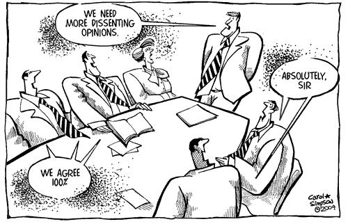 Cartoon: The Marketplace of Ideas (medium) by carol-simpson tagged dissent,ceo,opinions,business