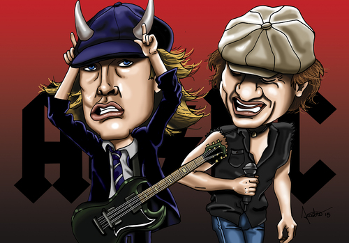 Cartoon: ac dc (medium) by mitosdorock tagged ac,dc,rock