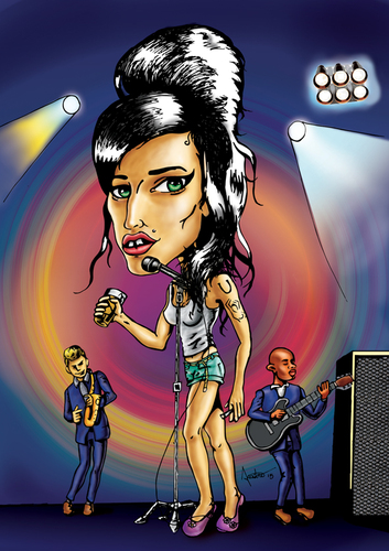 Cartoon: AMY WINEHOUSE (medium) by mitosdorock tagged rock,mitos,caricatura,winehouse,amy