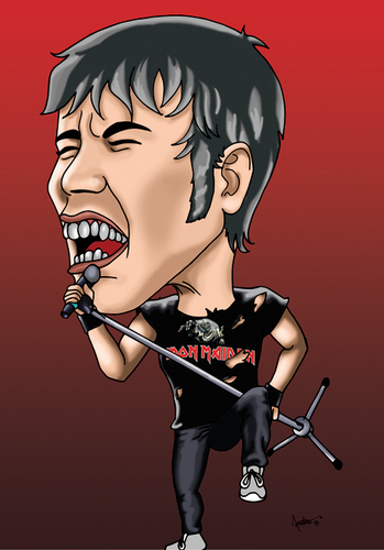 Cartoon: BRUCE DICKINSON - IRON MAIDEN (medium) by mitosdorock tagged caricature,bruce,maiden,iron