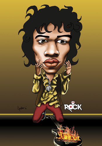 Cartoon: JIMI HENDRIX (medium) by mitosdorock tagged rock,caricature,hendrix,jimi