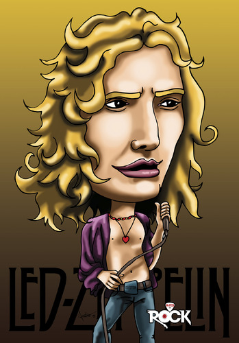 Cartoon: Robert Plant (medium) by mitosdorock tagged robert,plant