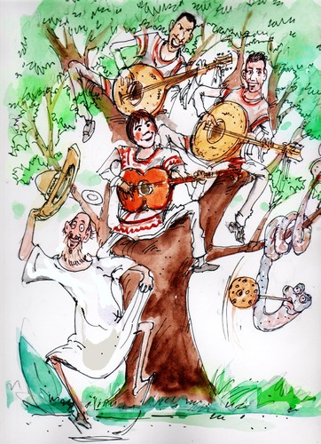 Cartoon: musical trio Mariaci (medium) by Miro tagged music