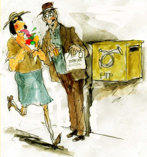 Cartoon: post office (medium) by Miro tagged post,office