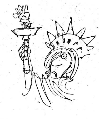 Cartoon: statue of liberty (medium) by Miro tagged statue,of,liberty