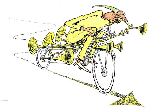 Cartoon: Laut aber nutzlos (medium) by arnold tagged musik,fahrrad,kultur,skuril,surreal,lustig,freizeit