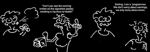 Cartoon: Programmers Error (medium) by Newbridge tagged programmer,error,warning,code,smokeing