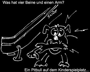 Cartoon: Vier Beine und ein Arm? (medium) by Newbridge tagged boxer,kampfhund,hund,kinder,spielplatz,bissig
