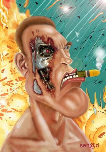 Cartoon: Arnold Schwarzenegger Terminator (medium) by Senad tagged arnold,schwarzenegger,terminator,senad,nadarevic,bosnia,karikature