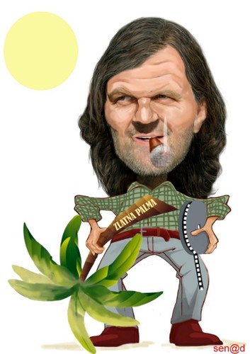 Cartoon: Emir Kusturica (medium) by Senad tagged emir,kusturica,senad,nadarevic,bosnia,bosna,karikatura,cartoon