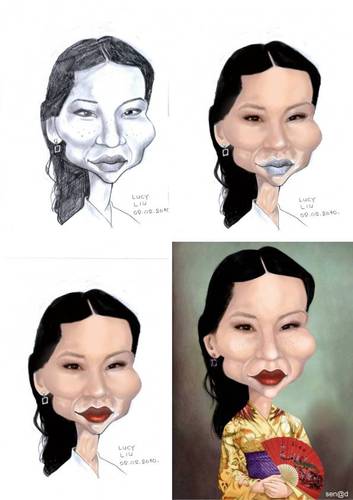 Cartoon: Lucy Liu (medium) by Senad tagged lucy,liu,senad,nadarevic,bosnia,bosna,karikatura