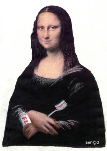 Cartoon: Mona Lisa - smile (medium) by Senad tagged mona,lisa,senad,nadarevic,bosnia,bosna,karikatura