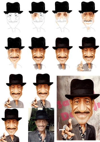 Cartoon: Sammy Davis Jr - faze crtanja (medium) by Senad tagged sammy,davis,jr,senad,nadarevic,bosnia,bosna,karikatura