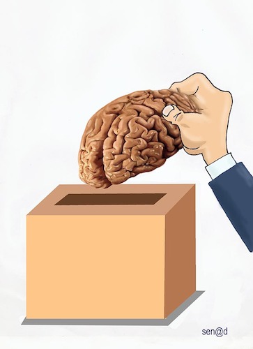 Cartoon: Vote smart! (medium) by Senad tagged brain,senad,nadarevic,bosnia,cartoon